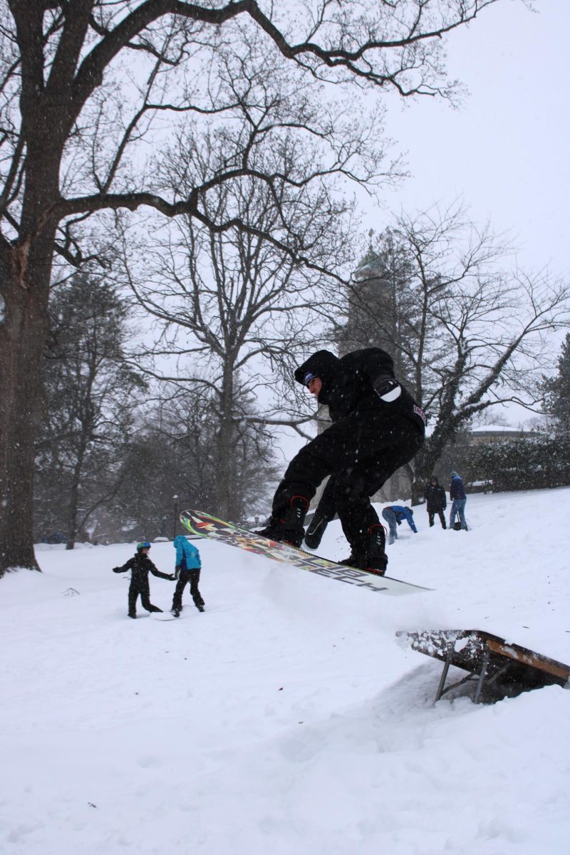 Students were able to catch some air on the hill behind Pardee Hall.