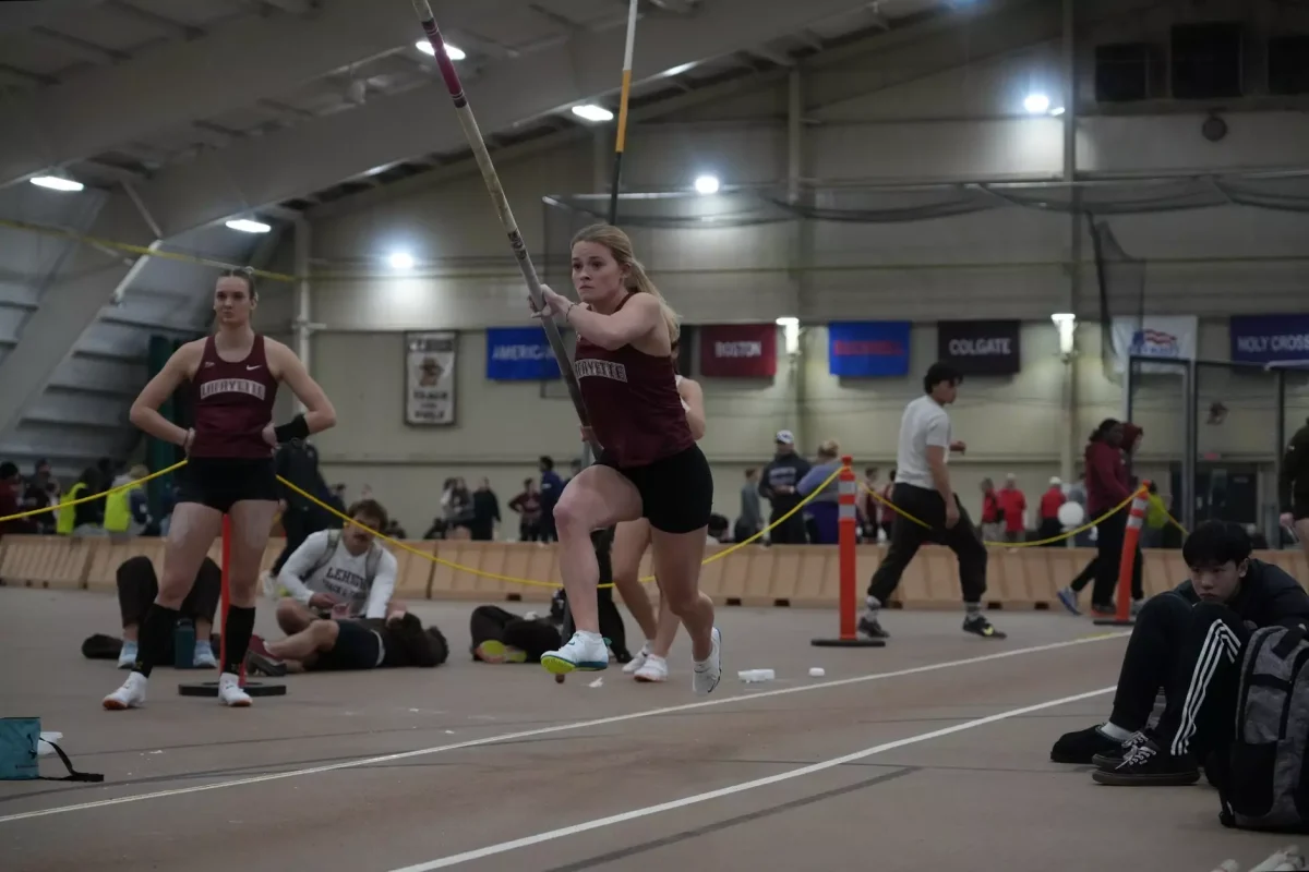 Junior Bridget O’Mara’s performance in the pole vault was one of eight top-five finishes for the Leopards on Friday. (Photo courtesy of GoLeopards)