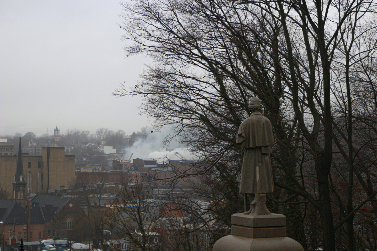 The view of the blaze from College Hill. 