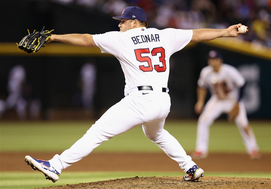 Former Leopard pitcher David Bednar ‘17 is in the midst of his second appearance for Team USA in the World Baseball Classic. (Photo courtesy of the Pittsburgh Post-Gazette)