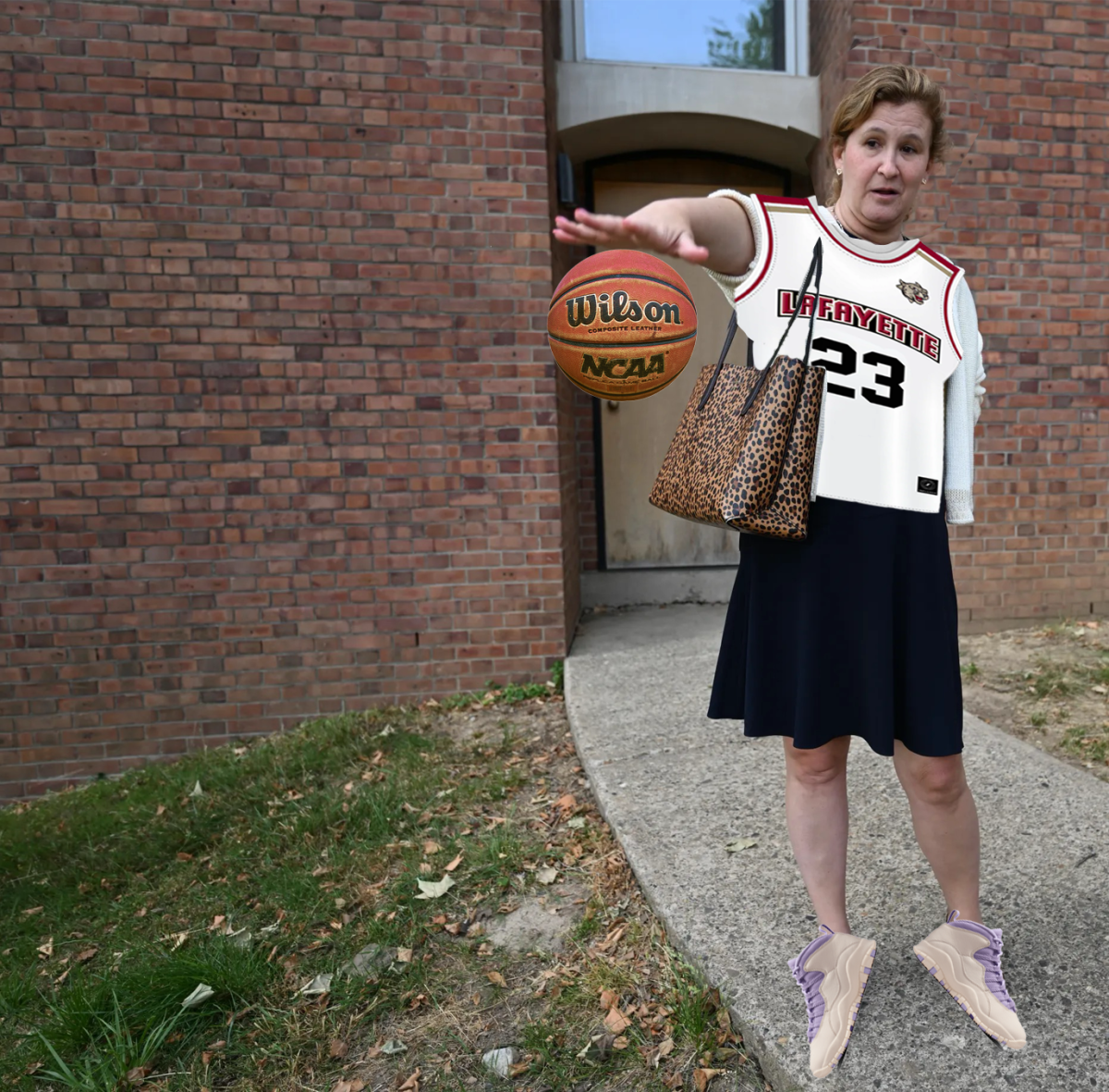 College President Nicole Hurd plays a little "B-Ball."
