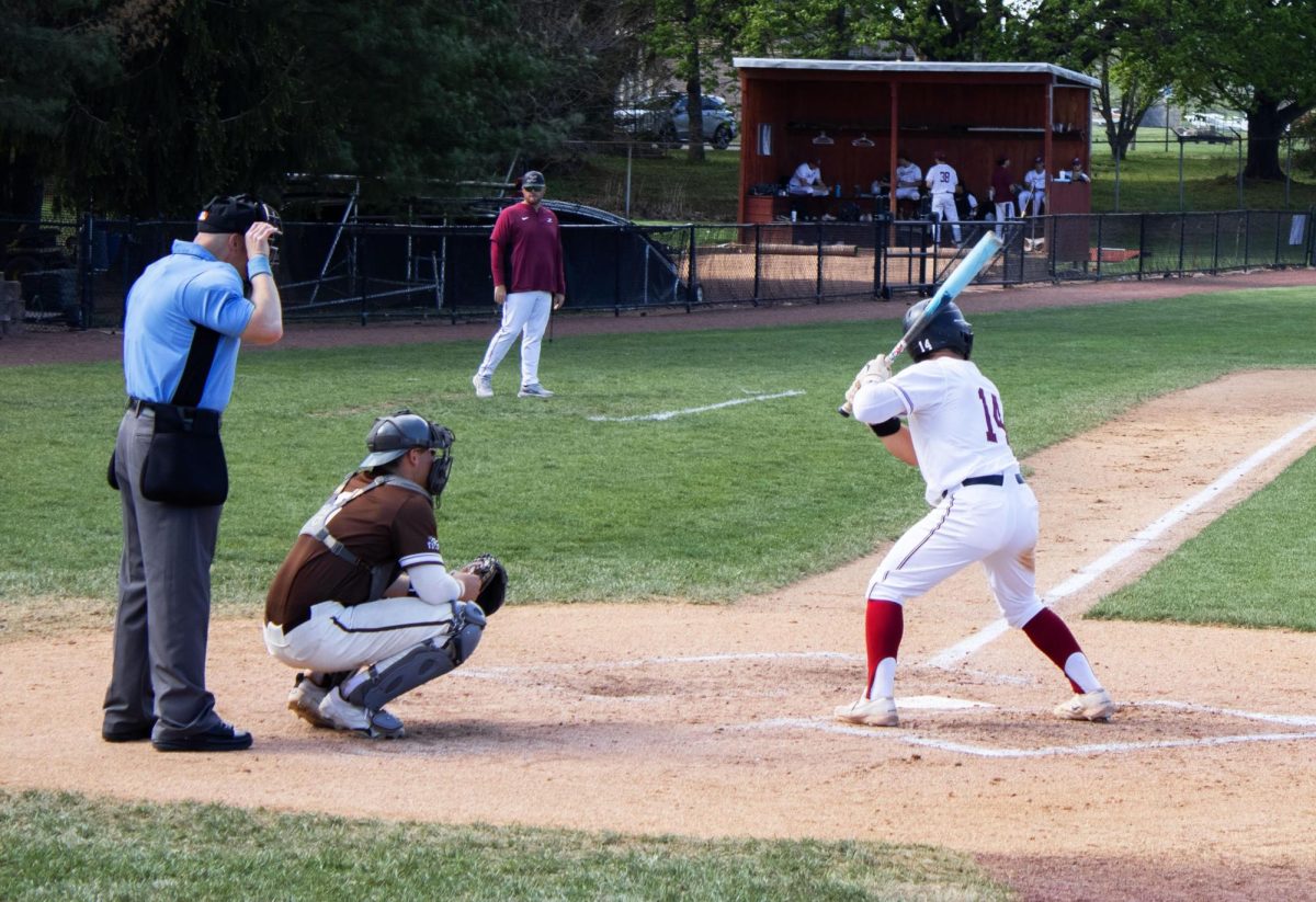 Senior outfielder Charlie Chropuvka loads up at the plate against Lehigh University.