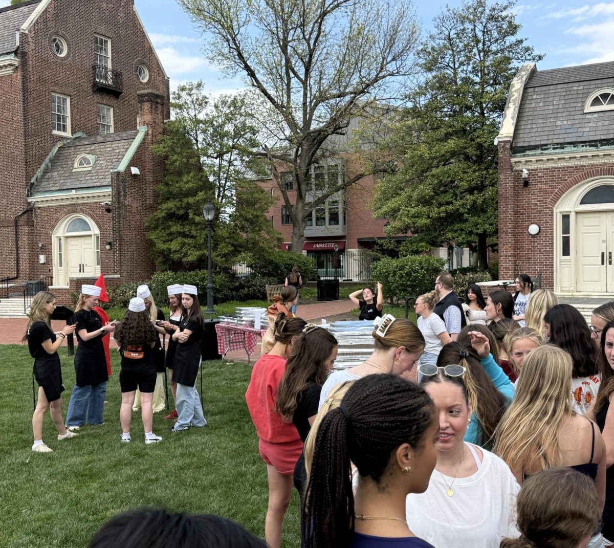 Hot Dog Day saw a line of up to 50 students in the courtyard behind Hogg Hall.