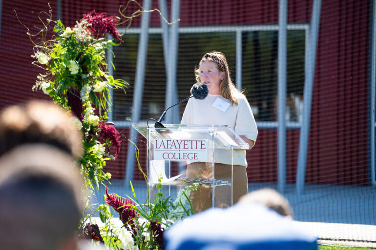 Women’s lacrosse head coach Katie McConnell never won more than two Patriot League games in a single season. (Photo courtesy of Lafayette Communications)